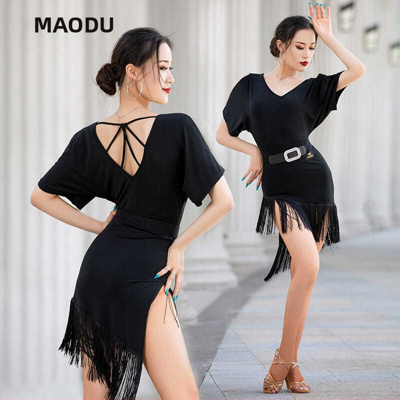 Dámske šaty na latinský tanec s strapcami, pre dospelé ženy, profesionálny tréningový set