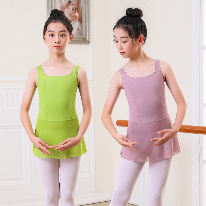 Costum de dans pentru copii, vară, rochie cu bretele late, verde avocado, deschidere frontală