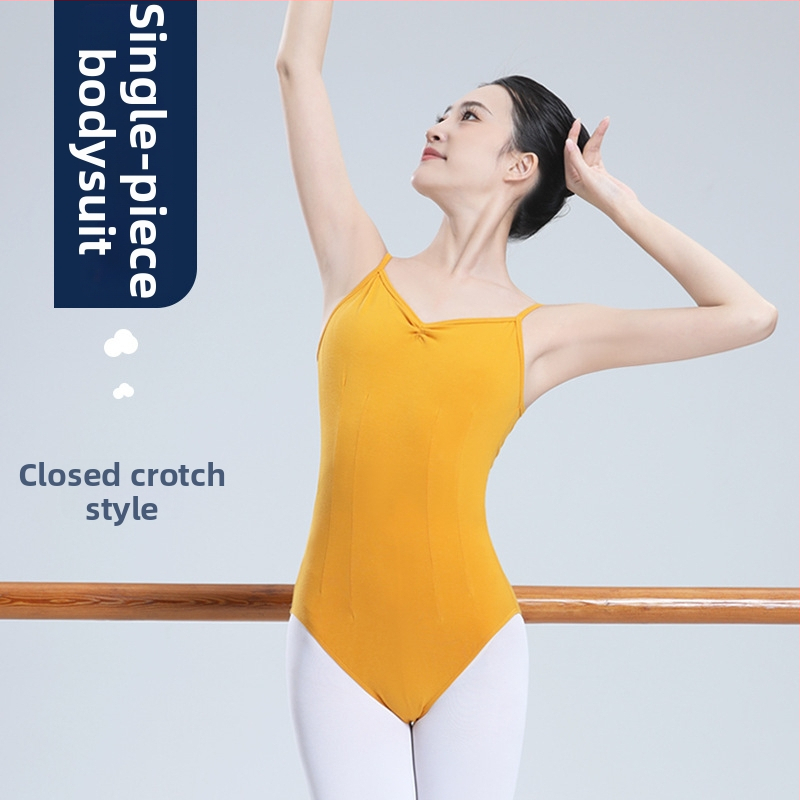 Baletné tréningové body s ramienkami, jednodielny bodysuit, s vysokým strihom, na tréning a tanec
