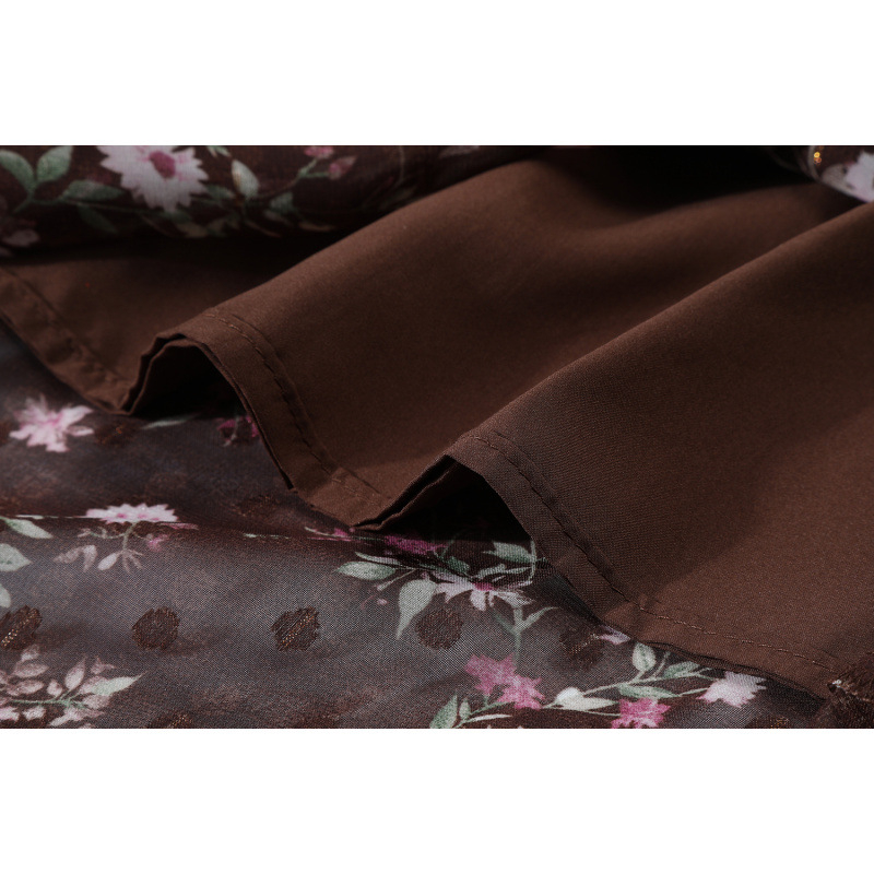 Γυναικεία μακριά φούστα chiffon με φλοράλ εκτύπωση και ουρά ψαριού, υφή υφάσματος για άνοιξη-καλοκαίρι