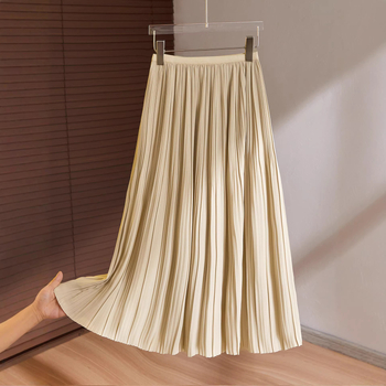 Μπλε φούστα μίντι με πιέτες από chiffon, σε γραμμή Α, άνοιξη-καλοκαίρι 2026