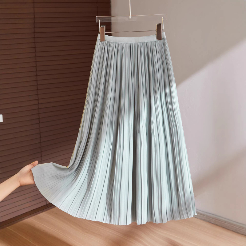 Μπλε φούστα μίντι με πιέτες από chiffon, σε γραμμή Α, άνοιξη-καλοκαίρι 2026