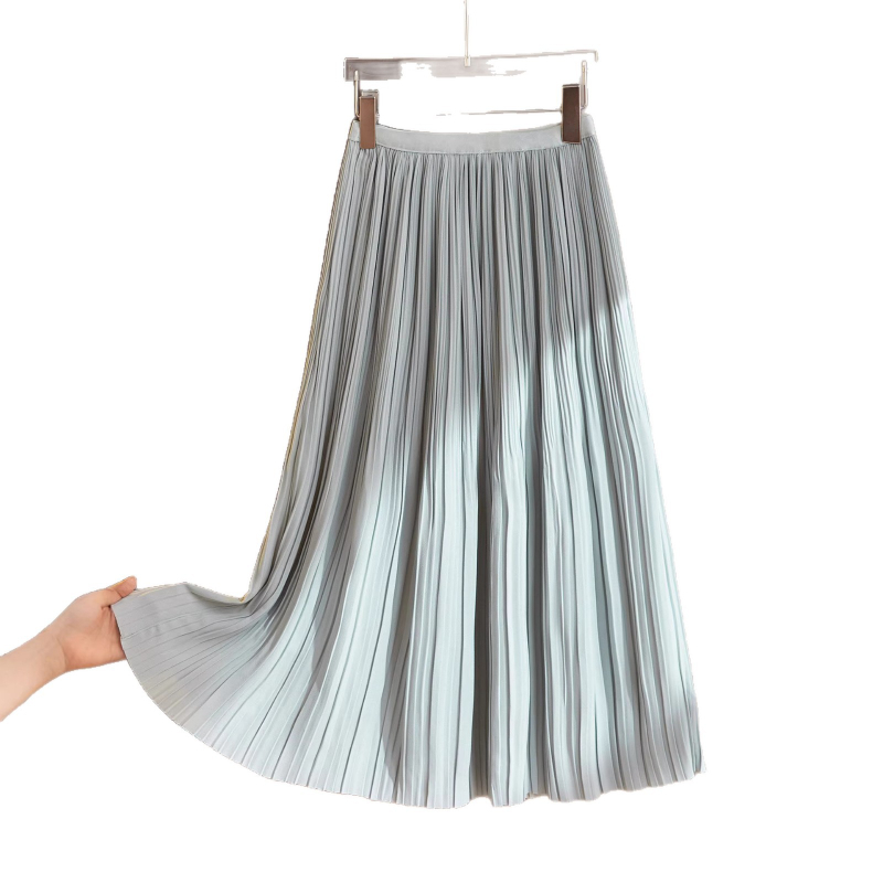 Μπλε φούστα μίντι με πιέτες από chiffon, σε γραμμή Α, άνοιξη-καλοκαίρι 2026