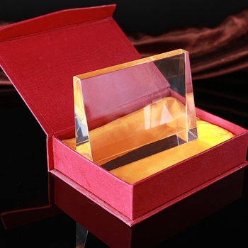 Placă K9 din cristal, margine în unghi – cristal sintetic transparent, trofeu decorativ, nepersonalizată