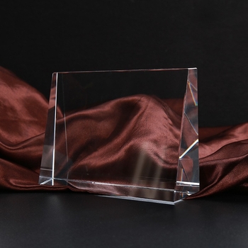 Placă K9 din cristal, margine în unghi – cristal sintetic transparent, trofeu decorativ, nepersonalizată