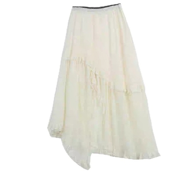 Jacquard midi φούστα με ακανόνιστο τελείωμα και δαντελένιες λεπτομέρειες