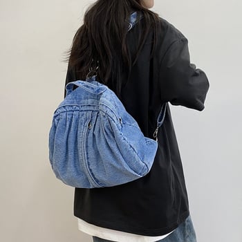 Ženski ruksak od ispranog denima, casual studentski ruksak, svestrani crossbody stil