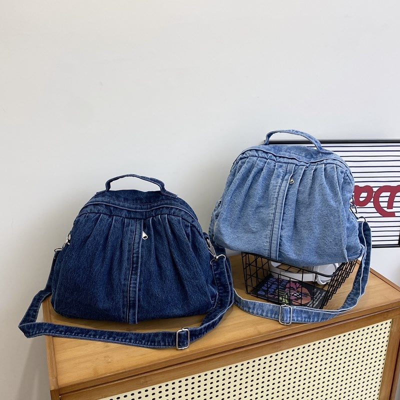 Ženski ruksak od ispranog denima, casual studentski ruksak, svestrani crossbody stil