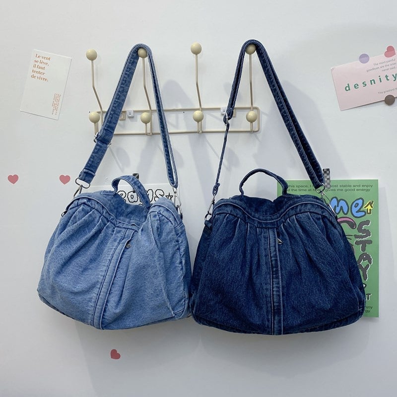 Ženski ruksak od ispranog denima, casual studentski ruksak, svestrani crossbody stil