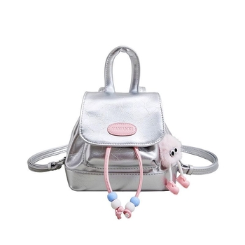 PU mini ruksak, srebrne boje, unisex, casual, mali školski ruksak