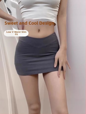 Mini bodycon sukňa s nízkym V pásom, úzky strih, voľnočasová a sexy