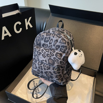 Novi stil kožni ženski ruksak s leopard printom, korejski stil, casual dnevna upotreba za školu i odlazak na posao