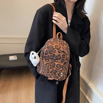 Novi stil kožni ženski ruksak s leopard printom, korejski stil, casual dnevna upotreba za školu i odlazak na posao