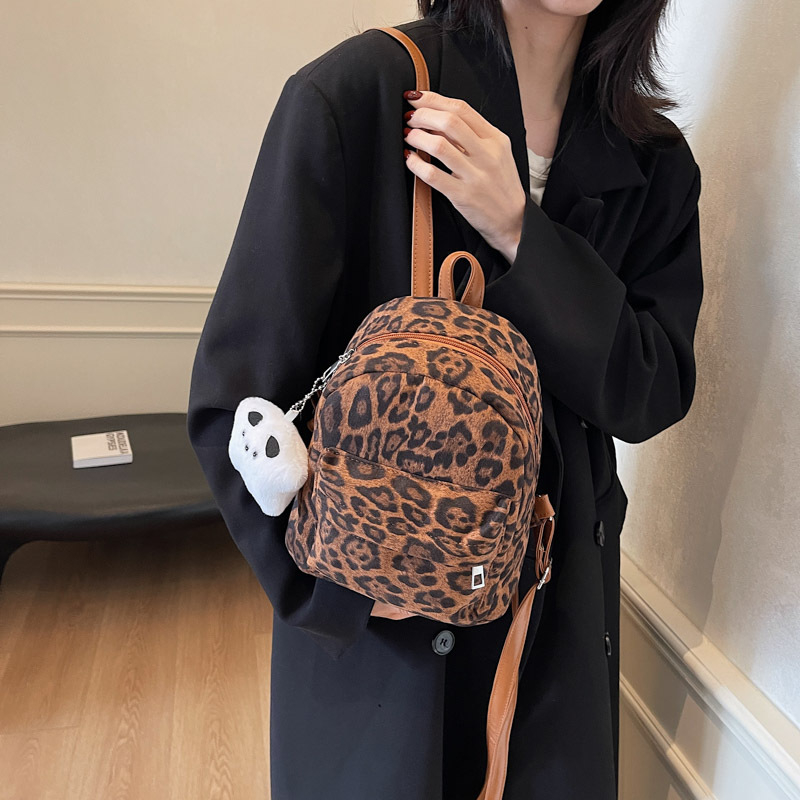Novi stil kožni ženski ruksak s leopard printom, korejski stil, casual dnevna upotreba za školu i odlazak na posao