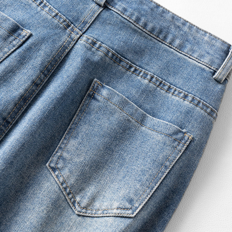 Fustă din denim brodată cu flori, talie înaltă, croială Slim, lungime medie, croială dreaptă