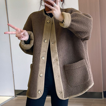 Γυναικείο παλτό από ψεύτικο shearling, κοντό στυλ, vintage υψηλής ποιότητας, παχιά κατασκευή, σε στυλ μπουφάν μπέιζμπολ