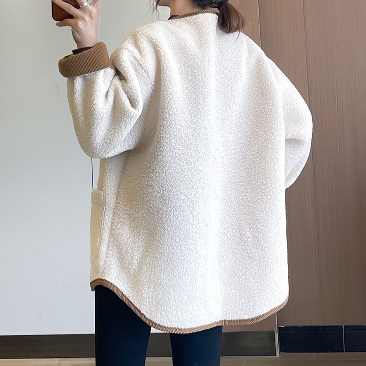 Γυναικείο παλτό από ψεύτικο shearling, κοντό στυλ, vintage υψηλής ποιότητας, παχιά κατασκευή, σε στυλ μπουφάν μπέιζμπολ