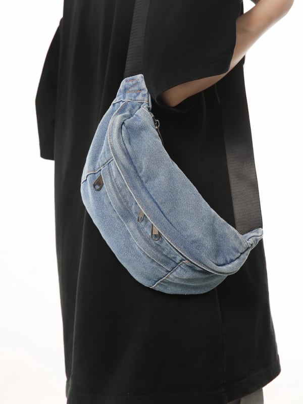 Oprana denim crossbody torba preko ramena, svakodnevna sportska putna torba