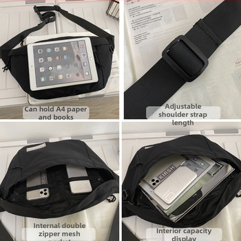 Unisex torba za prsa velike kapacitete, crossbody/ramena, gradski ulični stil, za učenike