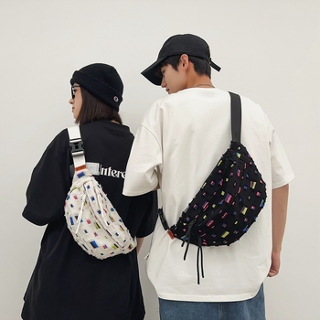 Šarena torba preko prsa velikog kapaciteta, unisex, svestran gradski stil, lagana platnena torba