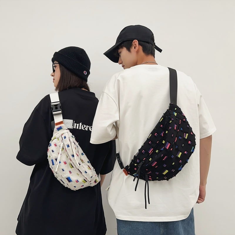 Šarena torba preko prsa velikog kapaciteta, unisex, svestran gradski stil, lagana platnena torba