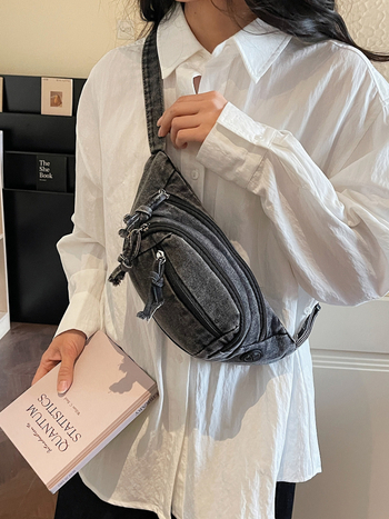 Ženska denim torbica u korejskom stilu s džepom za telefon, svestrana kao crossbody i torba oko struka, za svakodnevno nošenje, retro stil (model 2026)