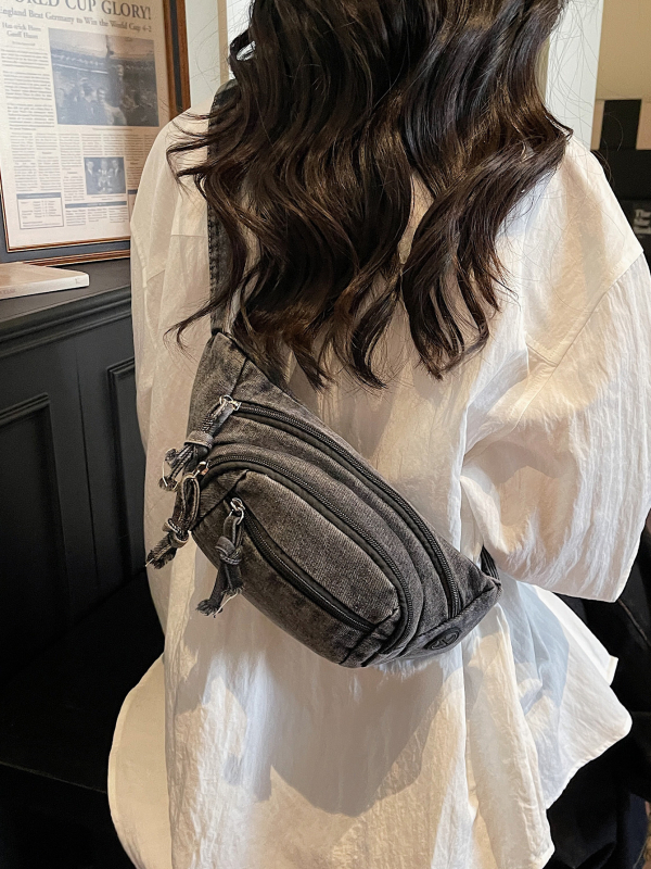 Ženska denim torbica u korejskom stilu s džepom za telefon, svestrana kao crossbody i torba oko struka, za svakodnevno nošenje, retro stil (model 2026)