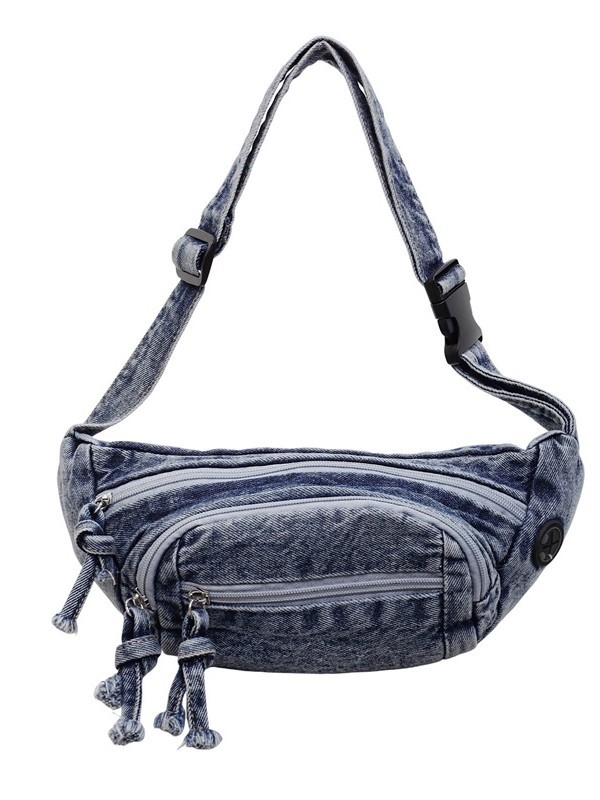 Ženska denim torbica u korejskom stilu s džepom za telefon, svestrana kao crossbody i torba oko struka, za svakodnevno nošenje, retro stil (model 2026)