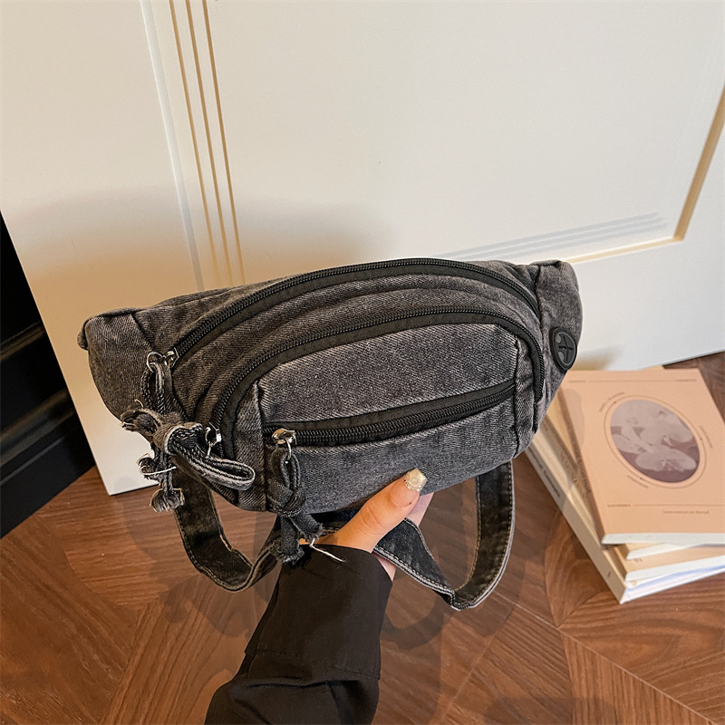 Ženska denim torbica u korejskom stilu s džepom za telefon, svestrana kao crossbody i torba oko struka, za svakodnevno nošenje, retro stil (model 2026)