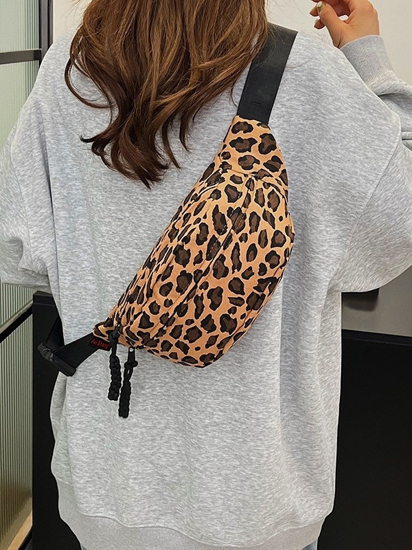 Damska platnena torbica s leopard printom, crossbody torba, jesen-zima 2024, moda, svestrana mala torbica