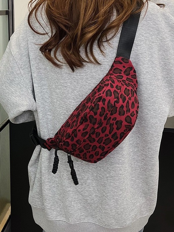 Damska platnena torbica s leopard printom, crossbody torba, jesen-zima 2024, moda, svestrana mala torbica