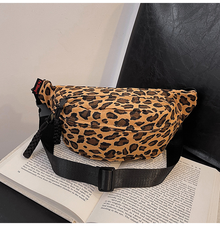 Damska platnena torbica s leopard printom, crossbody torba, jesen-zima 2024, moda, svestrana mala torbica