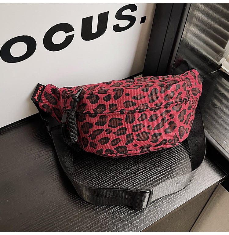 Damska platnena torbica s leopard printom, crossbody torba, jesen-zima 2024, moda, svestrana mala torbica