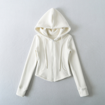 RY25275-25 Χειμερινή έκδοση, κορεατικού στυλ fleece με κουκούλα και στενή μέση, σε παστέλ αποχρώσεις