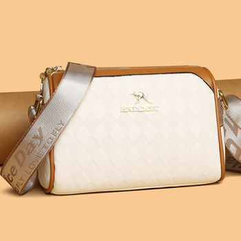 Νέα ελαφριά πολυτελής crossbody τσάντα με ευρύ ιμάντα ώμου, μεγάλης χωρητικότητας, καπιτονέ σχέδιο, γυναικεία bucket bag, μόδα και ευελιξία