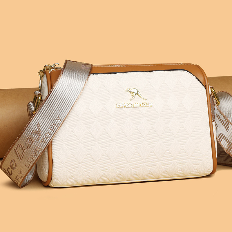 Νέα ελαφριά πολυτελής crossbody τσάντα με ευρύ ιμάντα ώμου, μεγάλης χωρητικότητας, καπιτονέ σχέδιο, γυναικεία bucket bag, μόδα και ευελιξία
