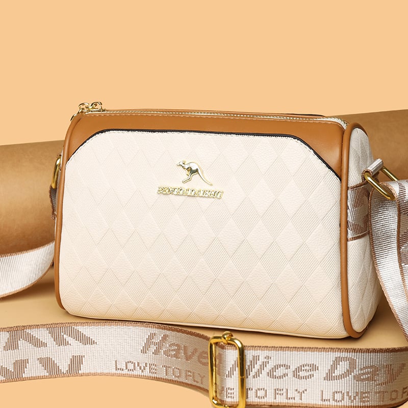 Νέα ελαφριά πολυτελής crossbody τσάντα με ευρύ ιμάντα ώμου, μεγάλης χωρητικότητας, καπιτονέ σχέδιο, γυναικεία bucket bag, μόδα και ευελιξία