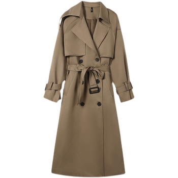 Γυναικείο trench coat μεσαίου μήκους, 2026 άνοιξη/φθινόπωρο, κορεατικό και βρετανικό στυλ, μήκος πάνω από το γόνατο, με διπλό κουμπί