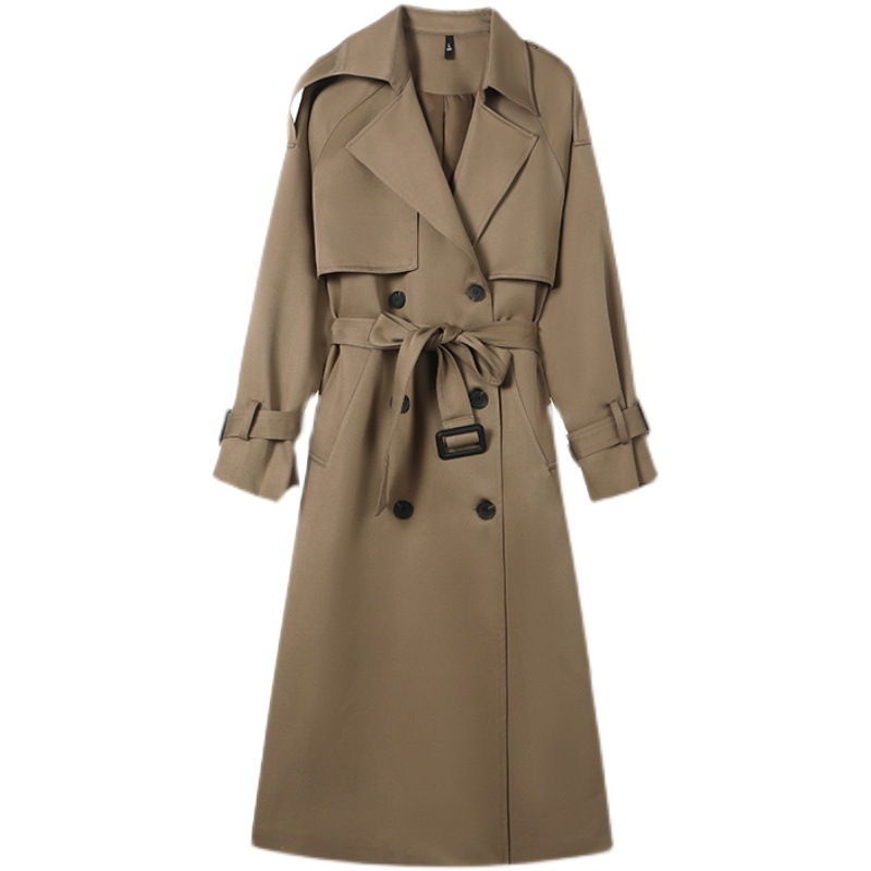 Γυναικείο trench coat μεσαίου μήκους, 2026 άνοιξη/φθινόπωρο, κορεατικό και βρετανικό στυλ, μήκος πάνω από το γόνατο, με διπλό κουμπί