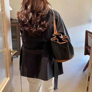 Γυναικείο trench coat για φθινόπωρο και χειμώνα, μεσαίου μήκους, κομψό στυλ Χέπμπερν, έμπνευση από βρετανικό στυλ
