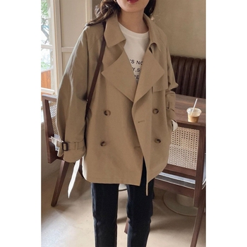 Γυναικείο trench coat για φθινόπωρο και χειμώνα, μεσαίου μήκους, κομψό στυλ Χέπμπερν, έμπνευση από βρετανικό στυλ