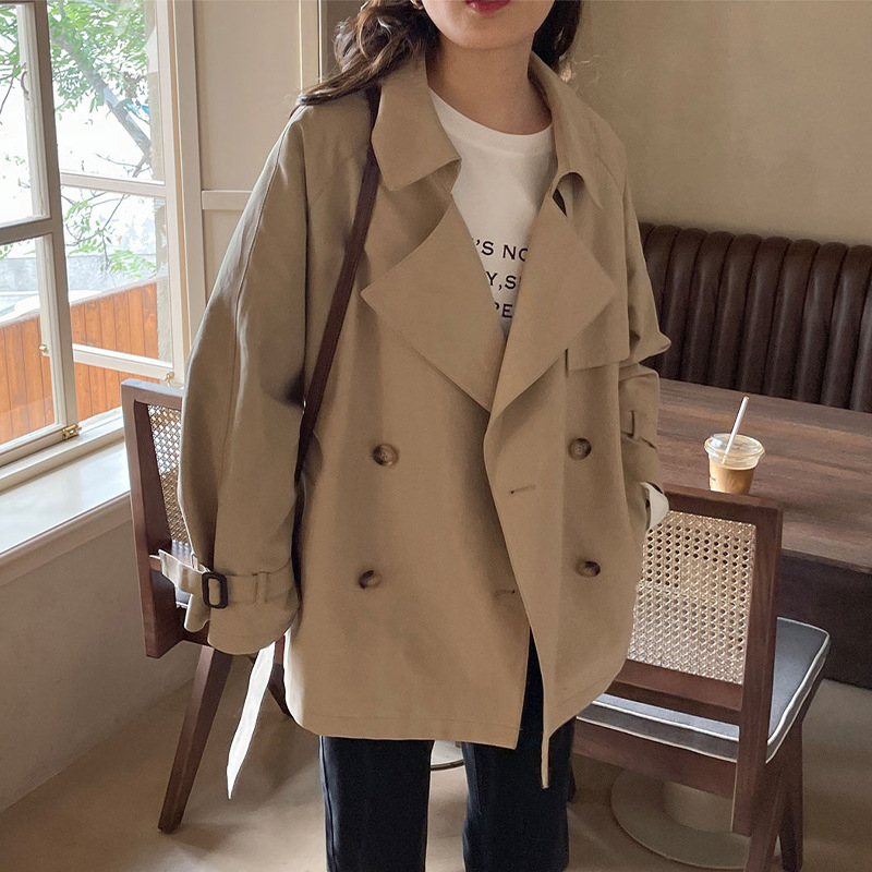 Γυναικείο trench coat για φθινόπωρο και χειμώνα, μεσαίου μήκους, κομψό στυλ Χέπμπερν, έμπνευση από βρετανικό στυλ