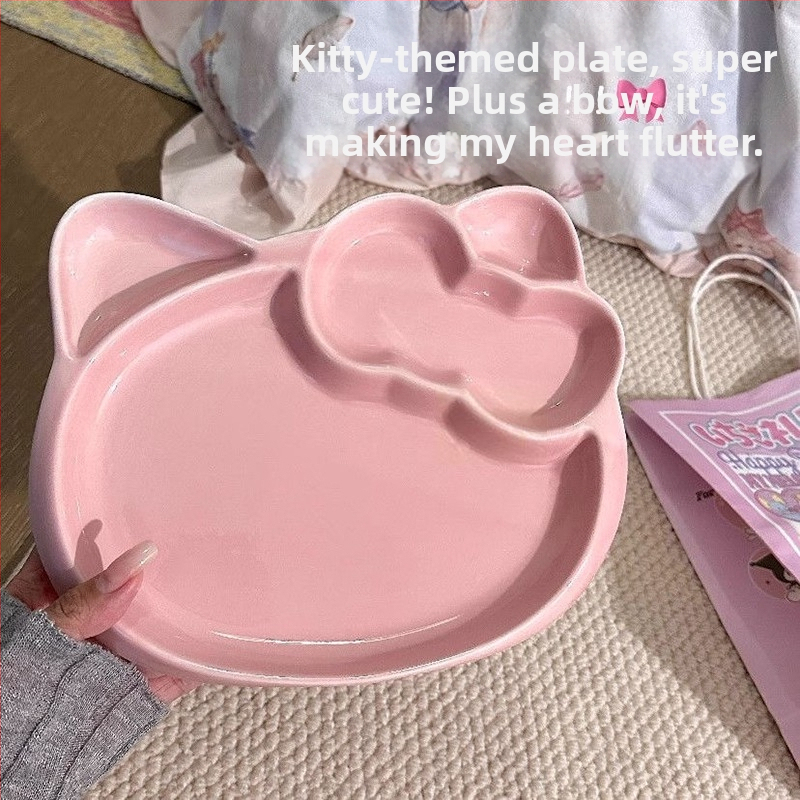 Keramický tanier Kitty s roztomilým kresleným motívom, delený, 18 cm, vhodný do mikrovlnky