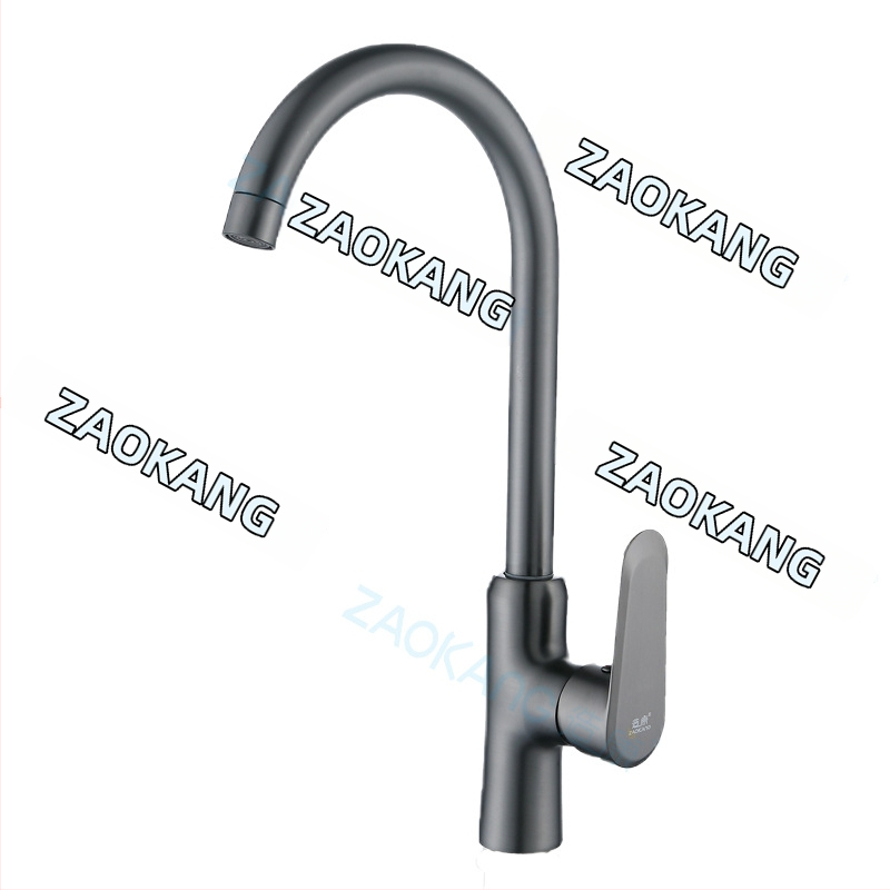 Zhikang kuchynský drezový kohút, celé meďové telo, gunmetal gray farba, horúca a studená voda, 360° otáčanie