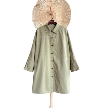 Γυναικείο βαμβακερό μπουφάν τύπου windbreaker, μεσαίο μήκος, μικρός γιακάς, ιαπωνικού στυλ