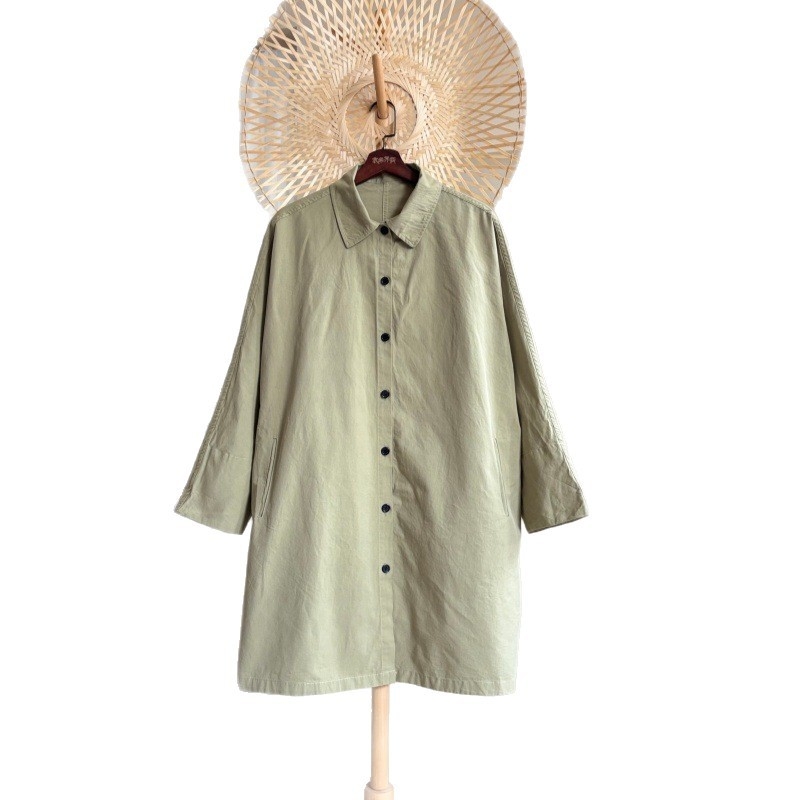 Γυναικείο βαμβακερό μπουφάν τύπου windbreaker, μεσαίο μήκος, μικρός γιακάς, ιαπωνικού στυλ