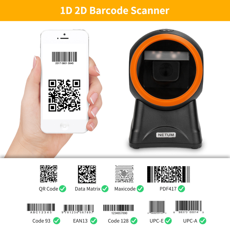 NETUM asztali QR-kódolvasó és 1D vonalkódolvasó POS-hoz