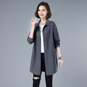 Νέο στυλ Άνοιξη-Φθινόπωρο, casual βαμβακερή Windbreaker γυναικείο, μεσαίου μήκους