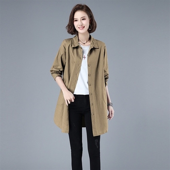 Νέο στυλ Άνοιξη-Φθινόπωρο, casual βαμβακερή Windbreaker γυναικείο, μεσαίου μήκους