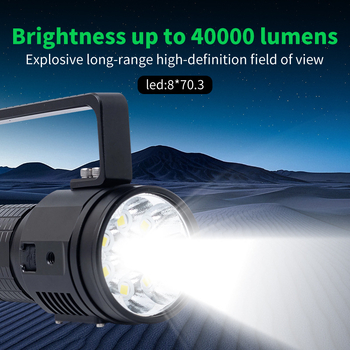 Shuolide 40 000 lumenes zseblámpa ventilátoros hűtéssel, 32 000 mAh akkumulátor, modell 46950